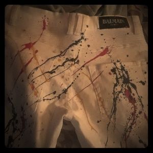 Balmain "Painter" style biker jeans.